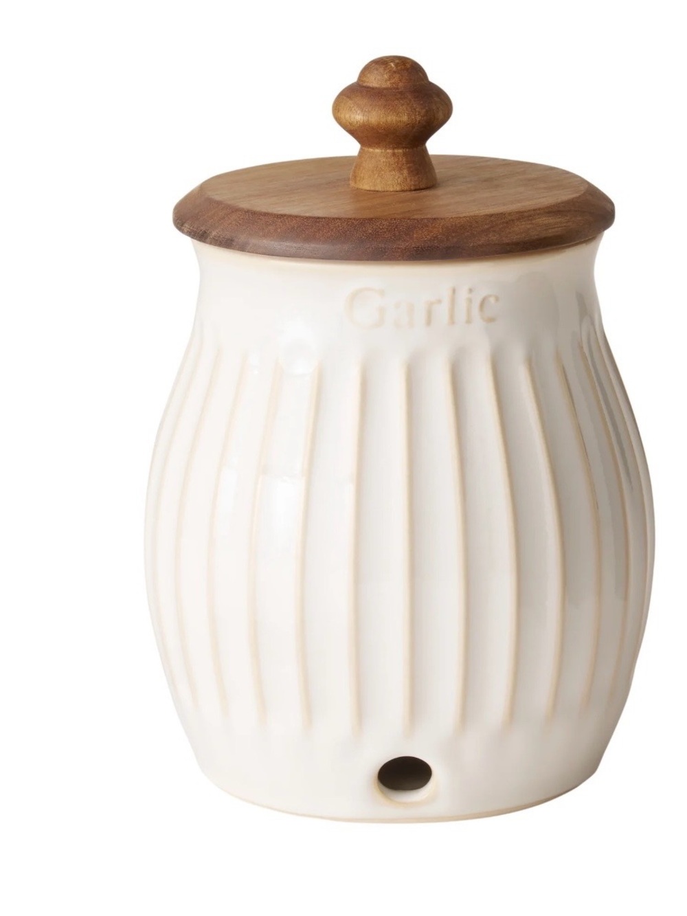 Pioneer Woman Colette Stoneware Garlic Keeper, White